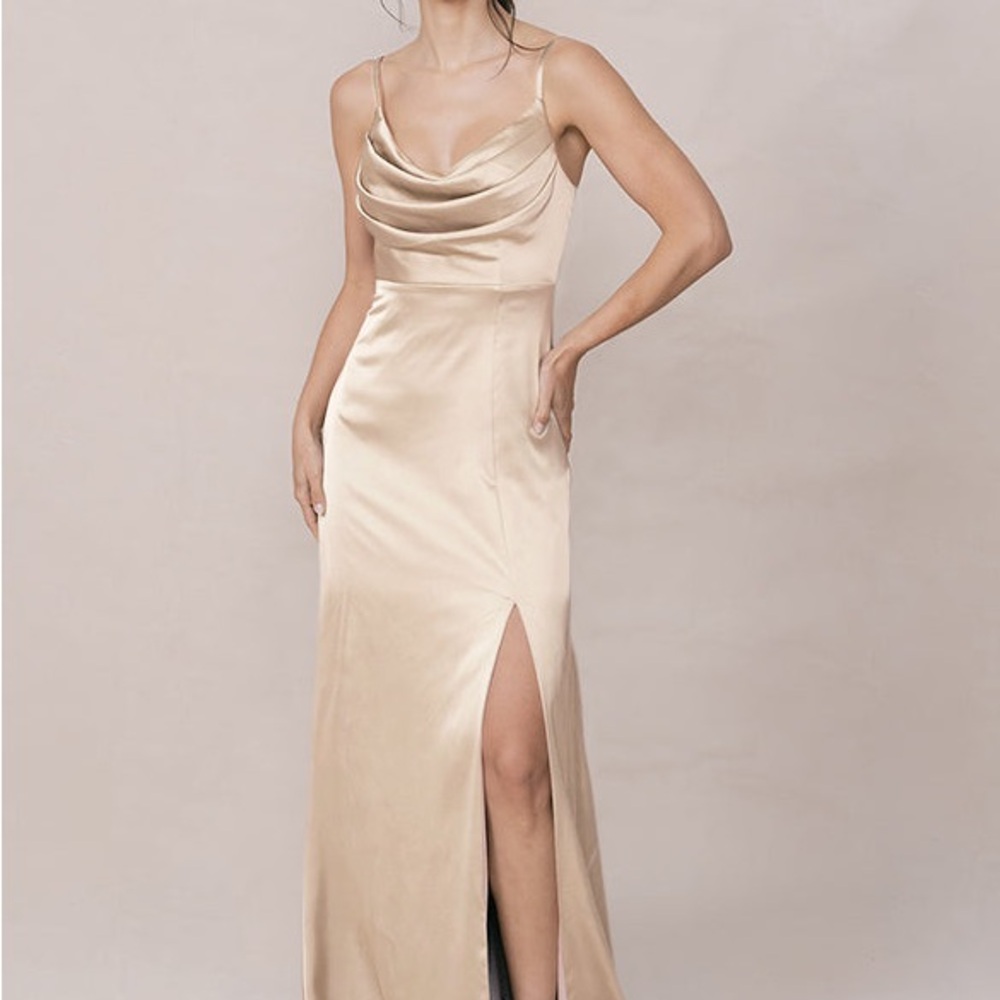 Ember Satin Dress -Gold Champaign
